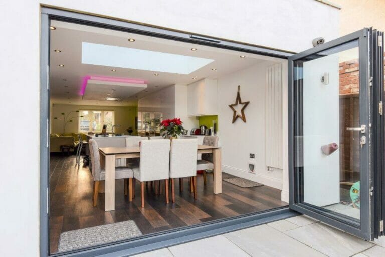 Origin aluminium bi-folds - Three Counties installation of aluminium bi-fold doors.