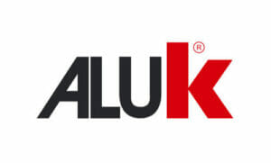 ALUK aluminium systems logo. Supplier of energy-efficient aluminium windows and doors to Three Counties.